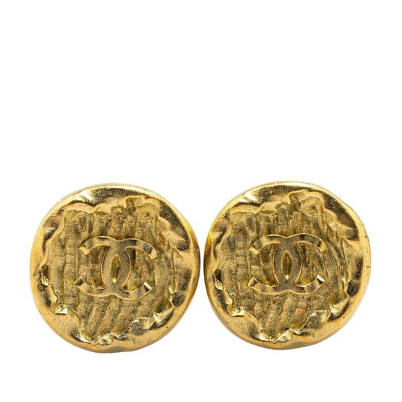 CHANEL Gold Logo Earrings - Picture 1 of 4
